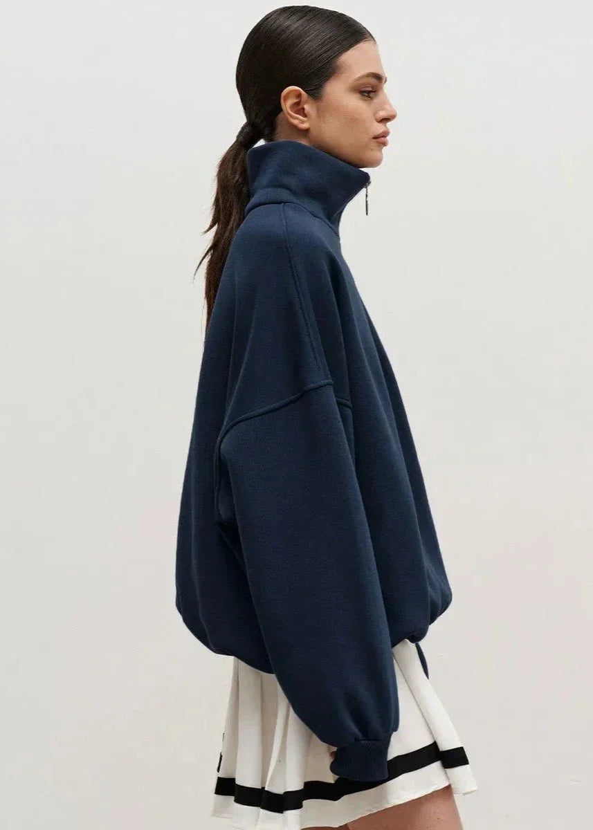 Relaxed Fit Zip-Up Sweater