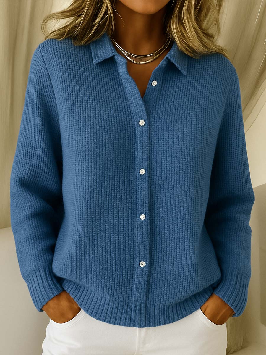Classic Button-Down Knit Cardigan with Soft Knit