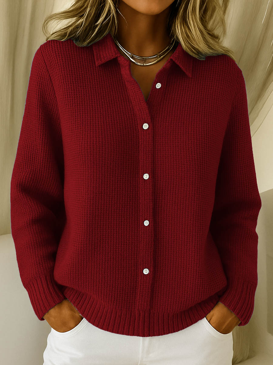Classic Button-Down Knit Cardigan with Soft Knit