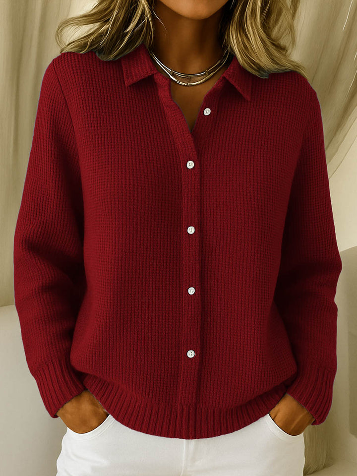 Classic Button-Down Knit Cardigan with Soft Knit