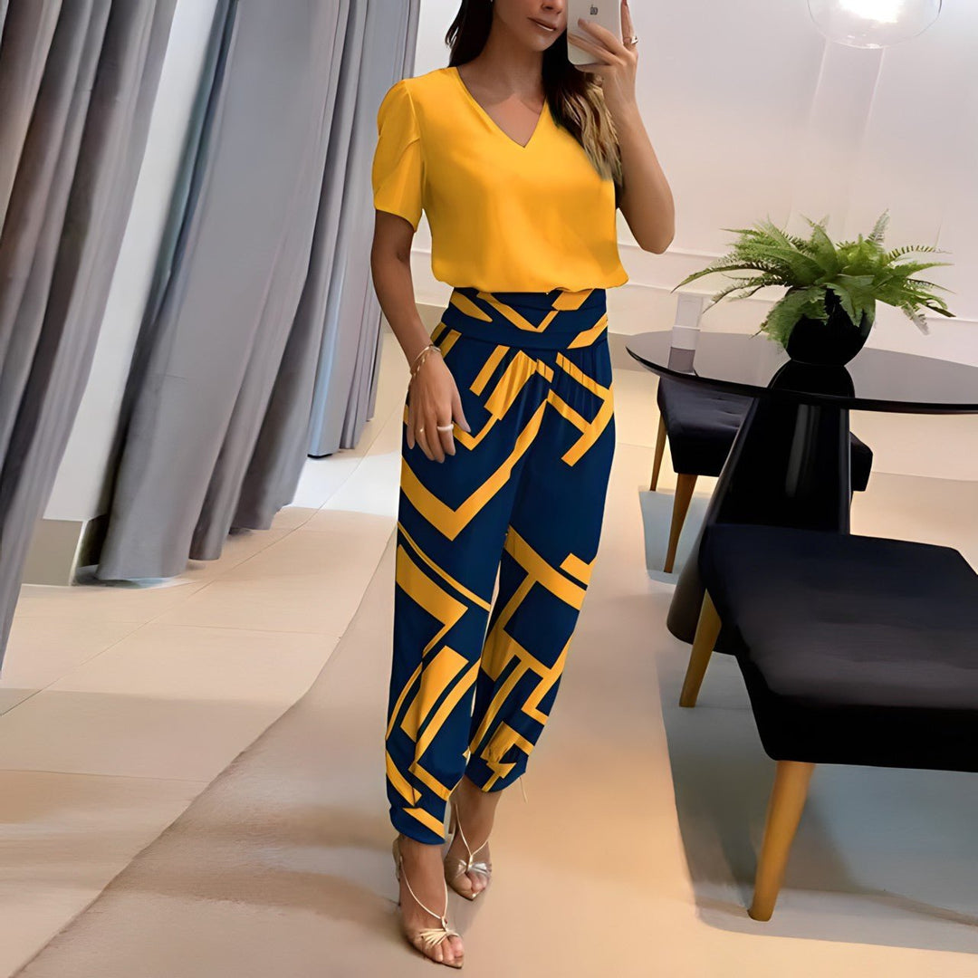 Women's Trendy Two-Piece Top and Trouser Coordinated Set