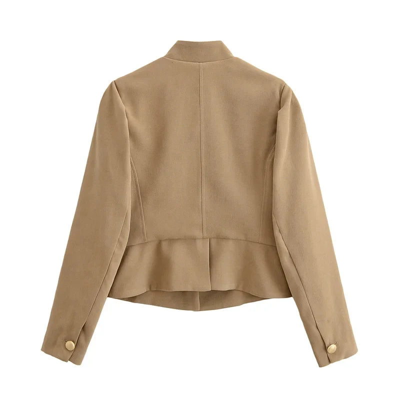 Autumn Velvet Blazer – Elegant Puff Shoulder Design