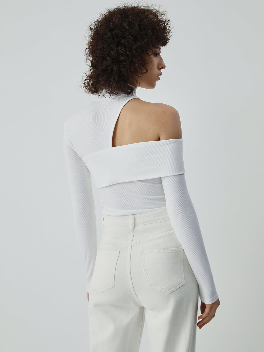 Kaia Asymmetrical High Neck Cutout Top