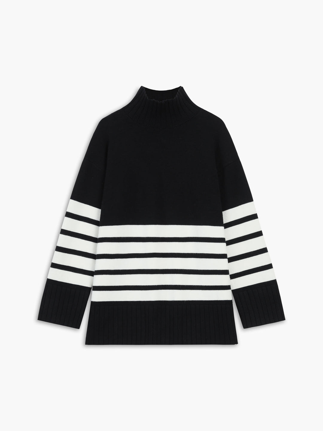 Striped Mock Neck Sweater