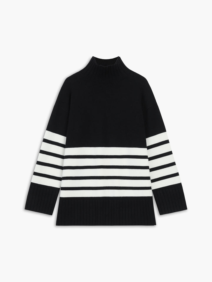 Striped Mock Neck Sweater