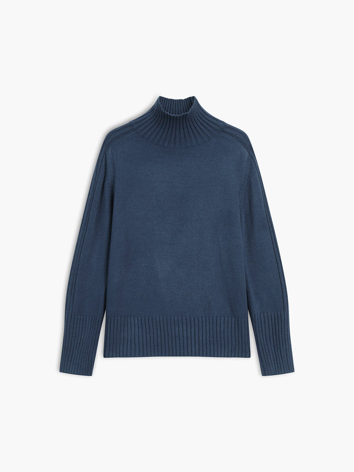 Ribbed Mock Neck Knit Sweater