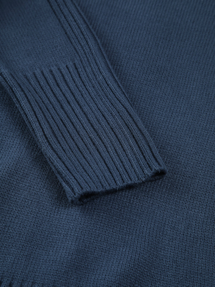 Ribbed Mock Neck Knit Sweater