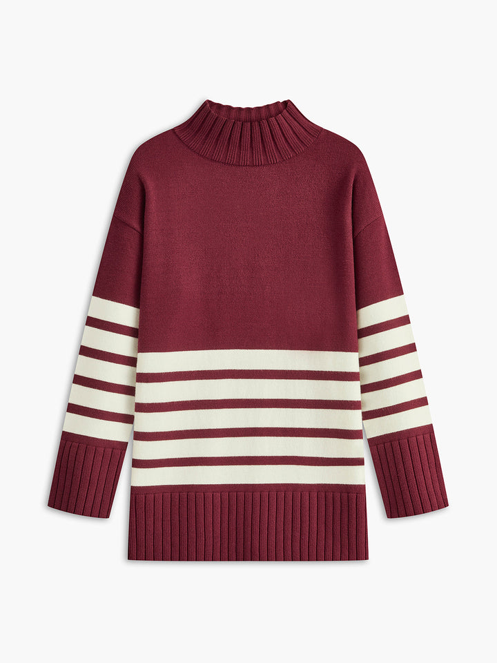 Striped Mock Neck Sweater