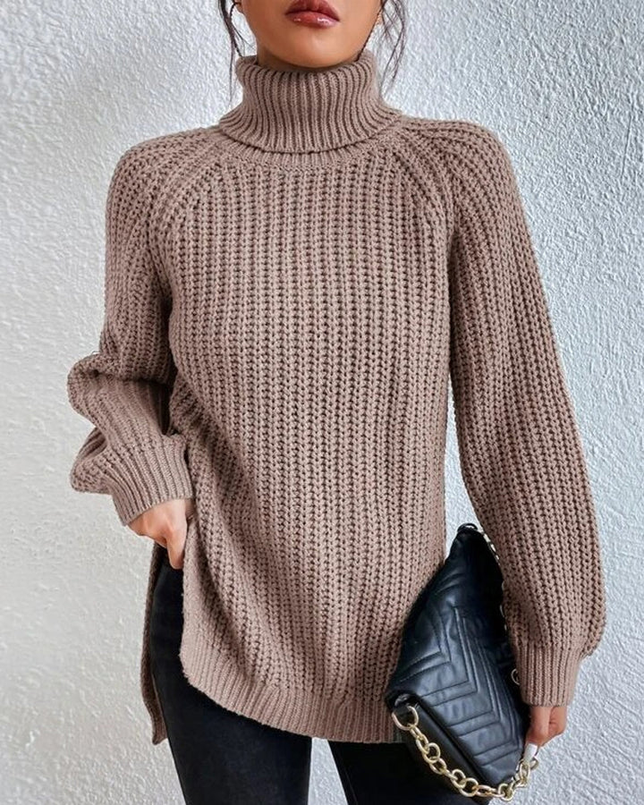 Classic Ribbed Turtleneck Knit Sweater for Women