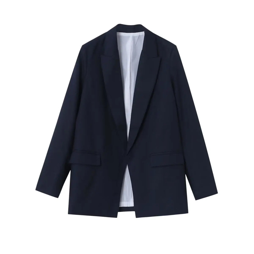 Charmchant Oversized Linen Blazer – Effortless Casual Office Style