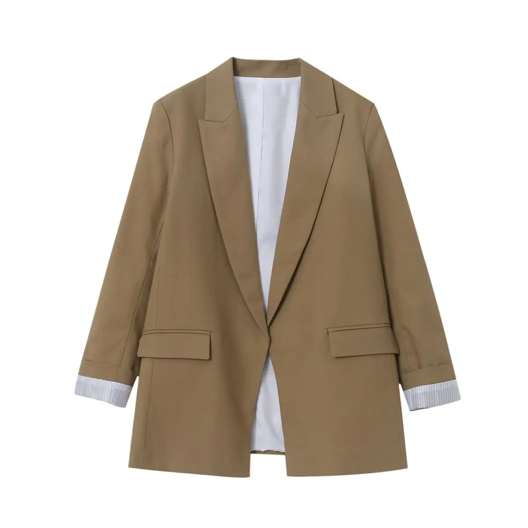 Charmchant Oversized Linen Blazer – Effortless Casual Office Style