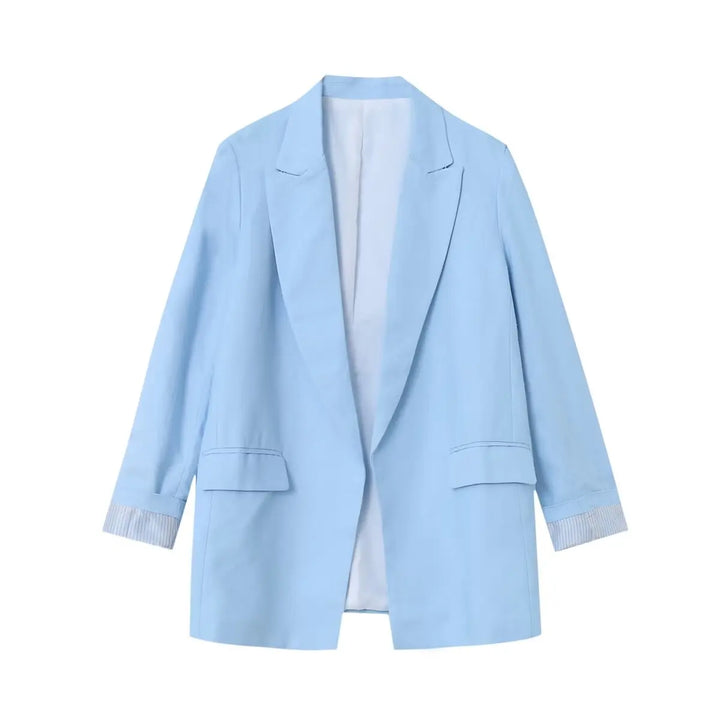 Charmchant Oversized Linen Blazer – Effortless Casual Office Style