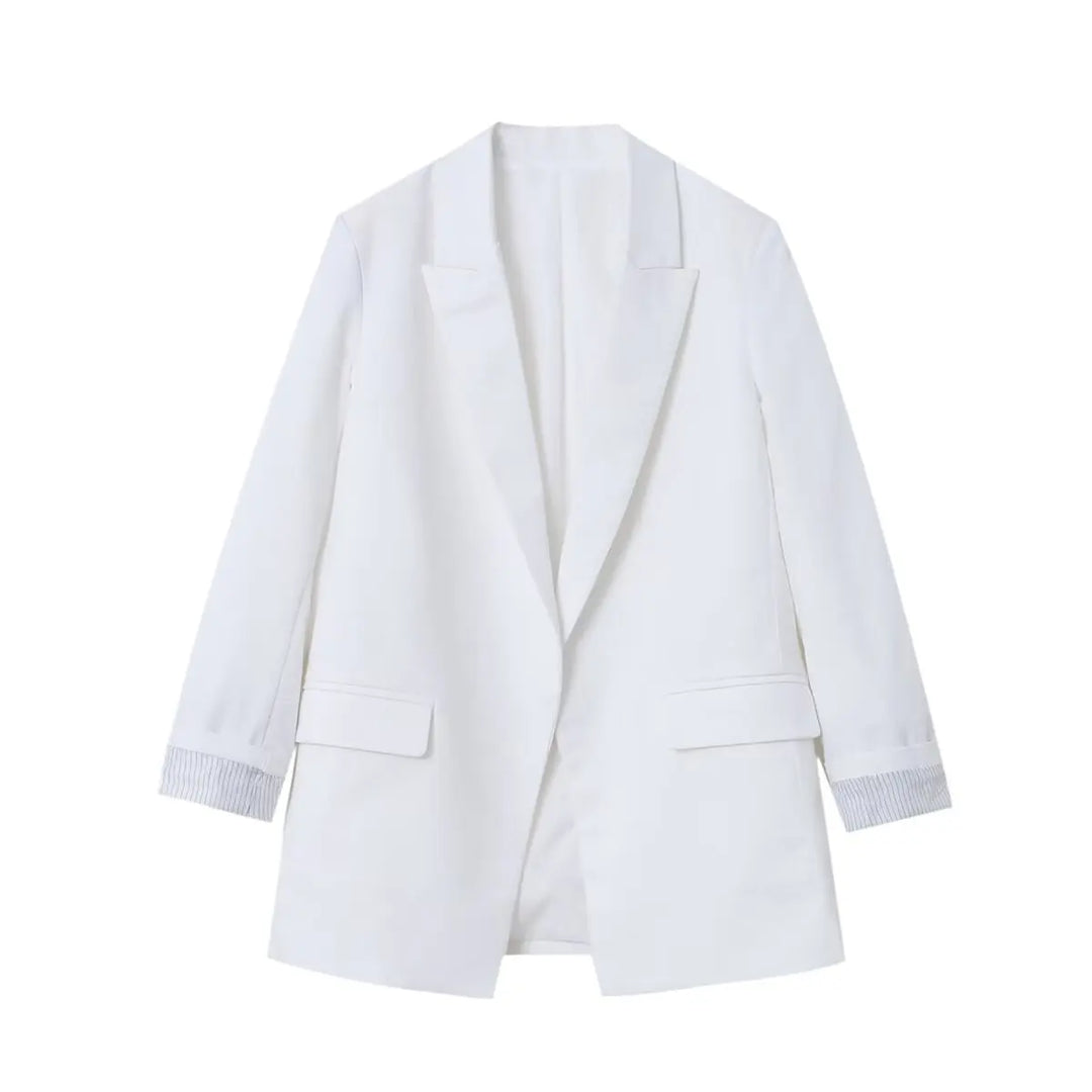 Charmchant Oversized Linen Blazer – Effortless Casual Office Style
