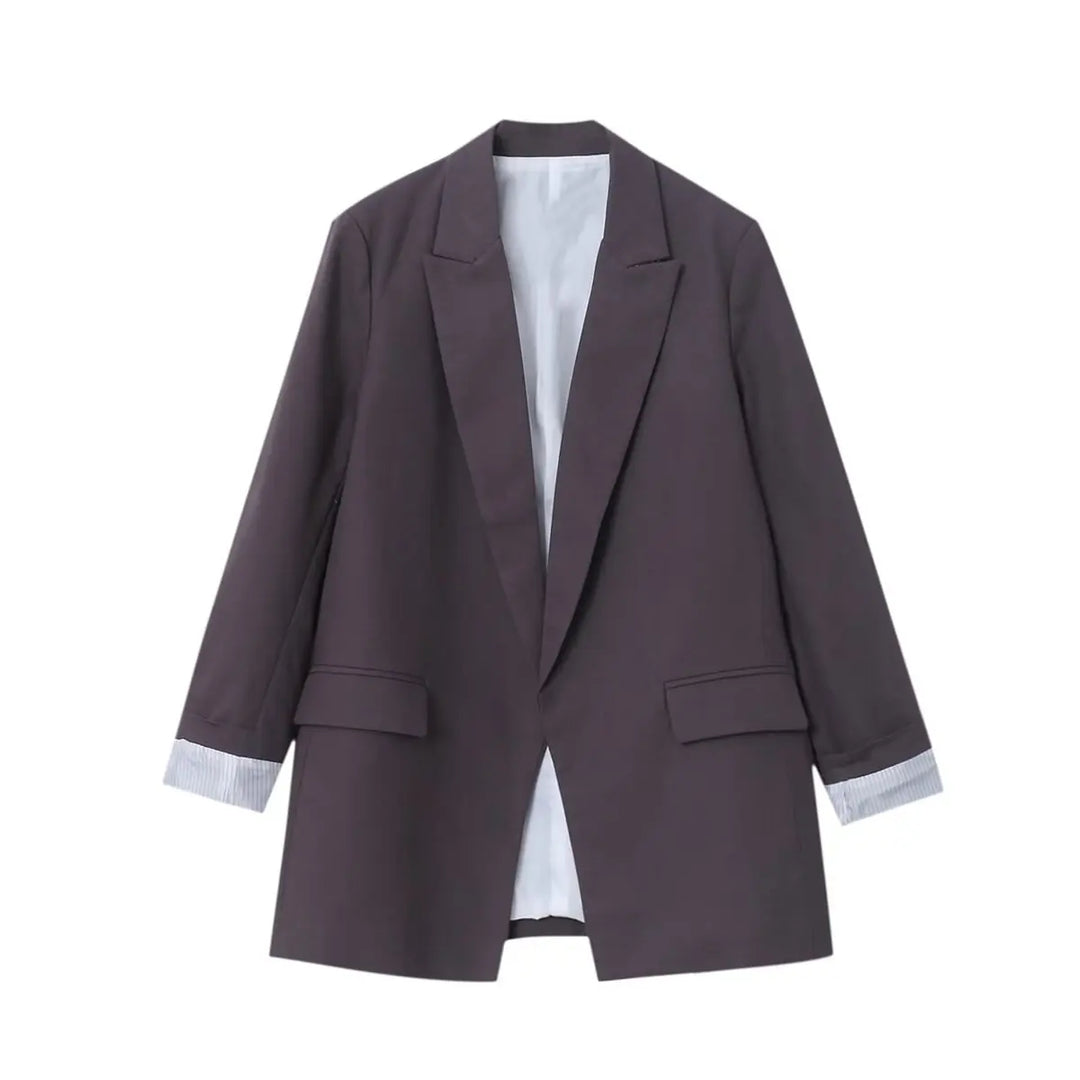Charmchant Oversized Linen Blazer – Effortless Casual Office Style