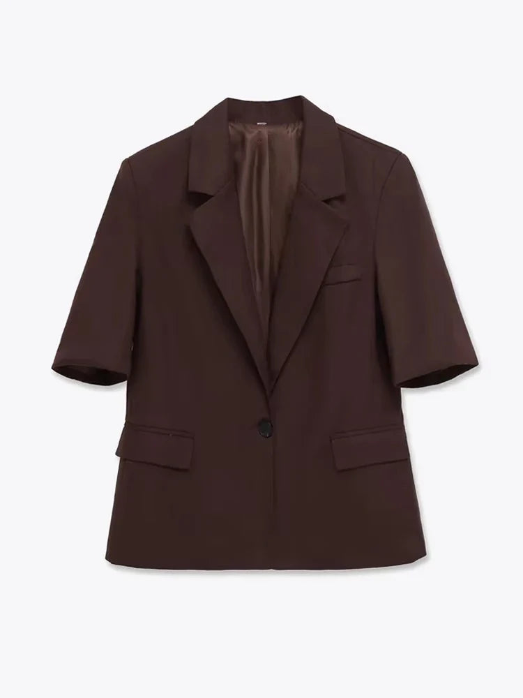 Chic Blazer – Stylish Short Sleeve Office Essential