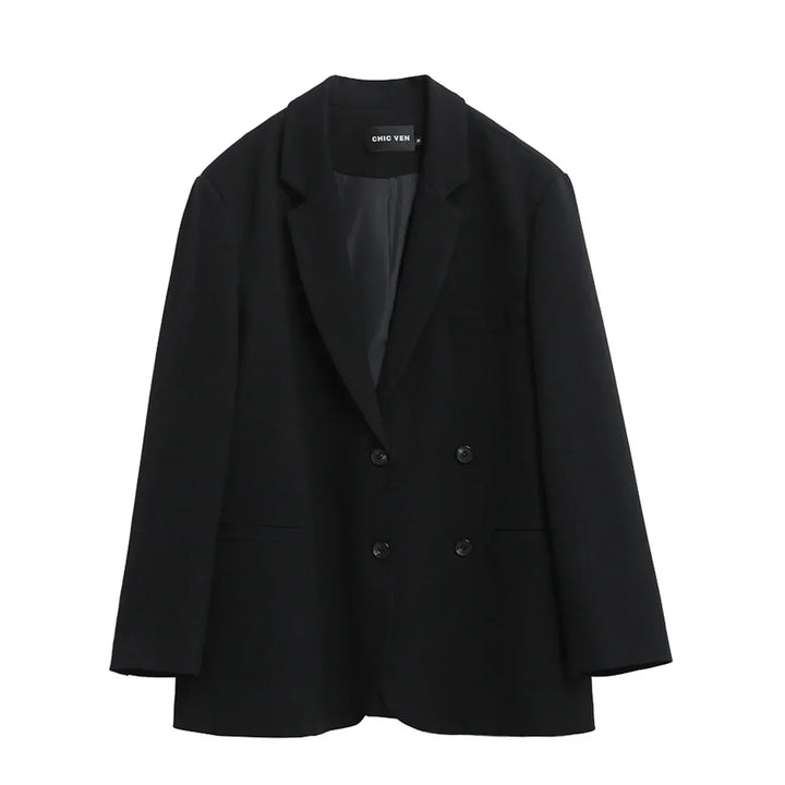 Chic Blazer – Elegant Solid Long Sleeve Office Coat