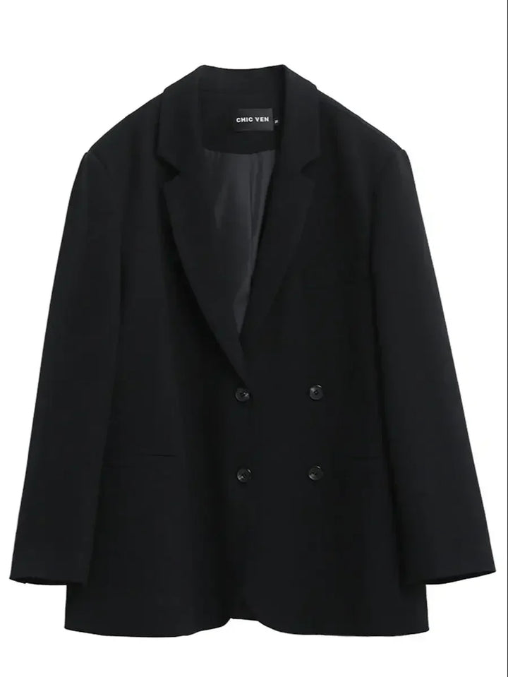 Chic Blazer – Elegant Solid Long Sleeve Office Coat