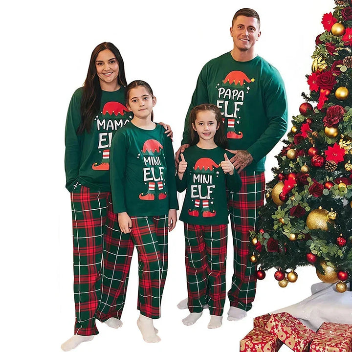 Matching Elf Family Christmas Pajamas Set