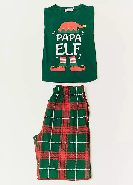Matching Elf Family Christmas Pajamas Set