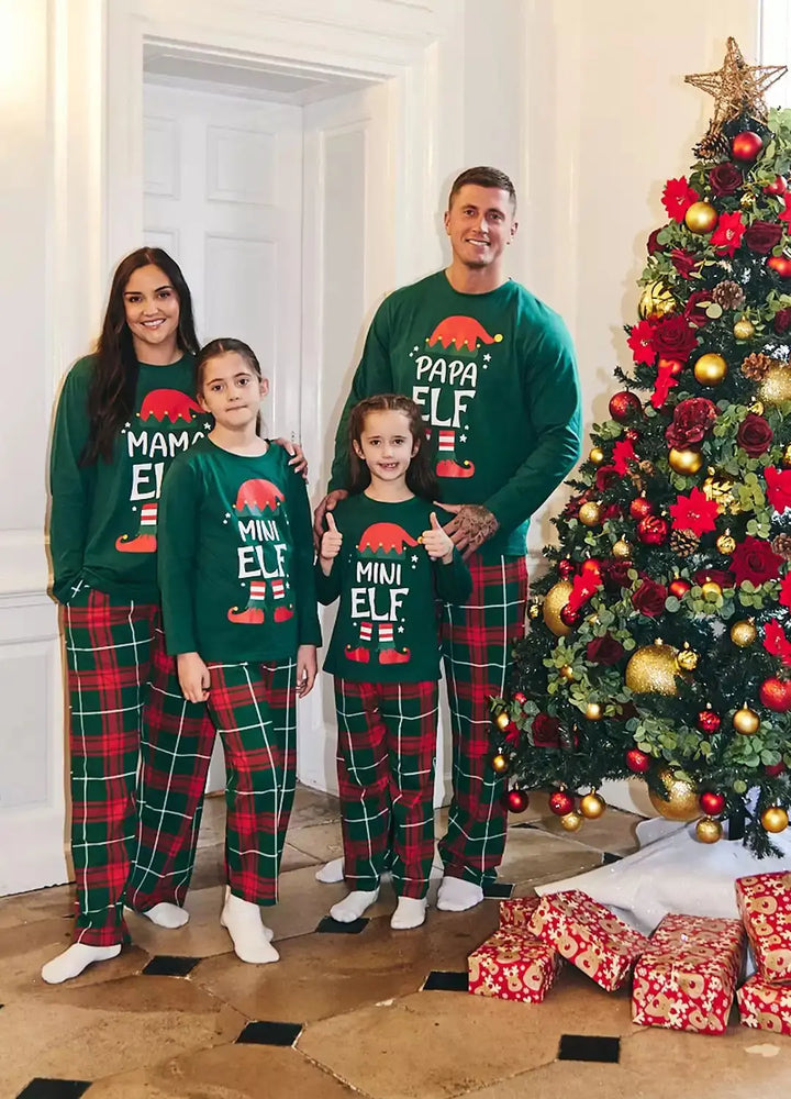 Matching Elf Family Christmas Pajamas Set