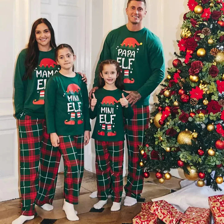 Matching Elf Family Christmas Pajamas Set