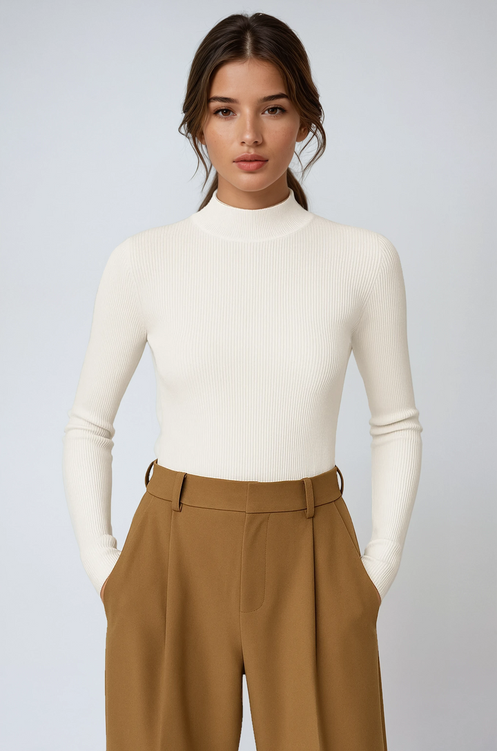 Cleo Ribbed High Neck Top
