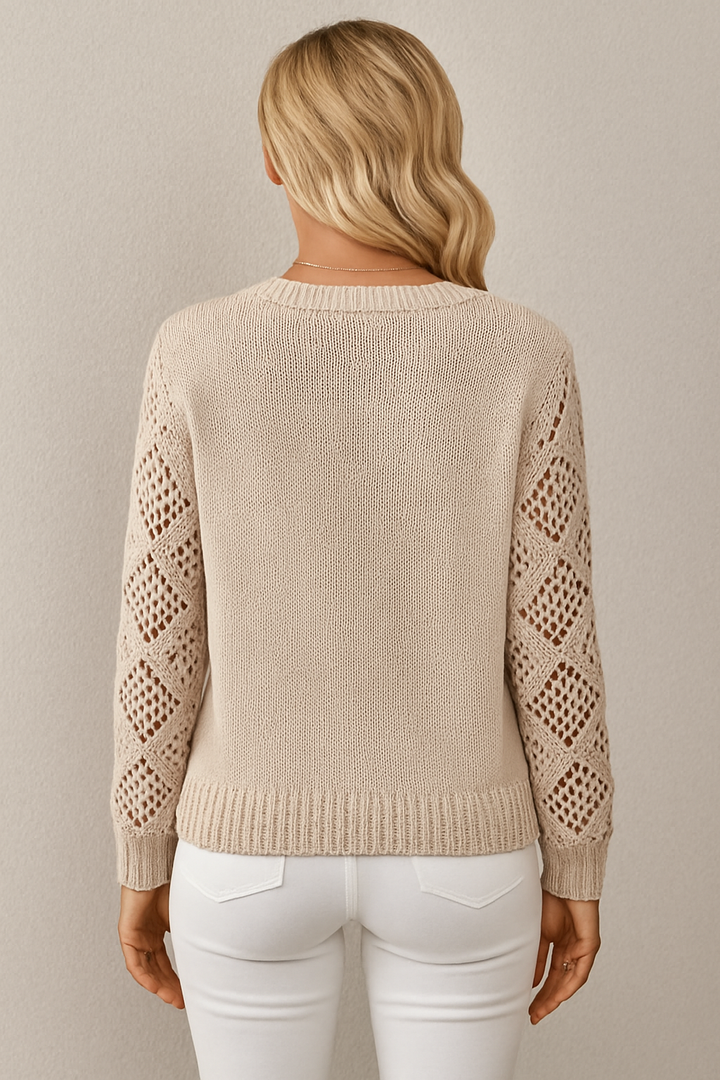 Crochet Sleeve Knit Sweater