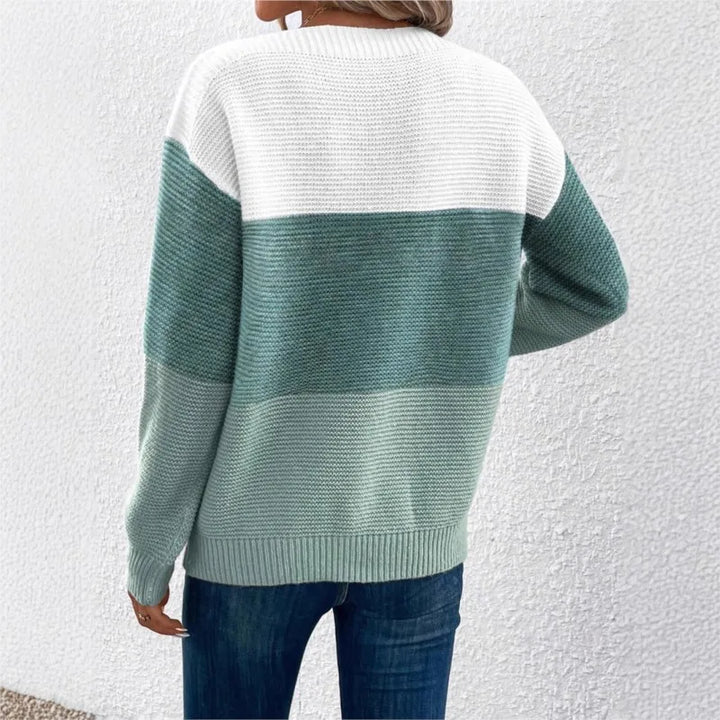 Women's Three-color Knitted Patchwork Sweater