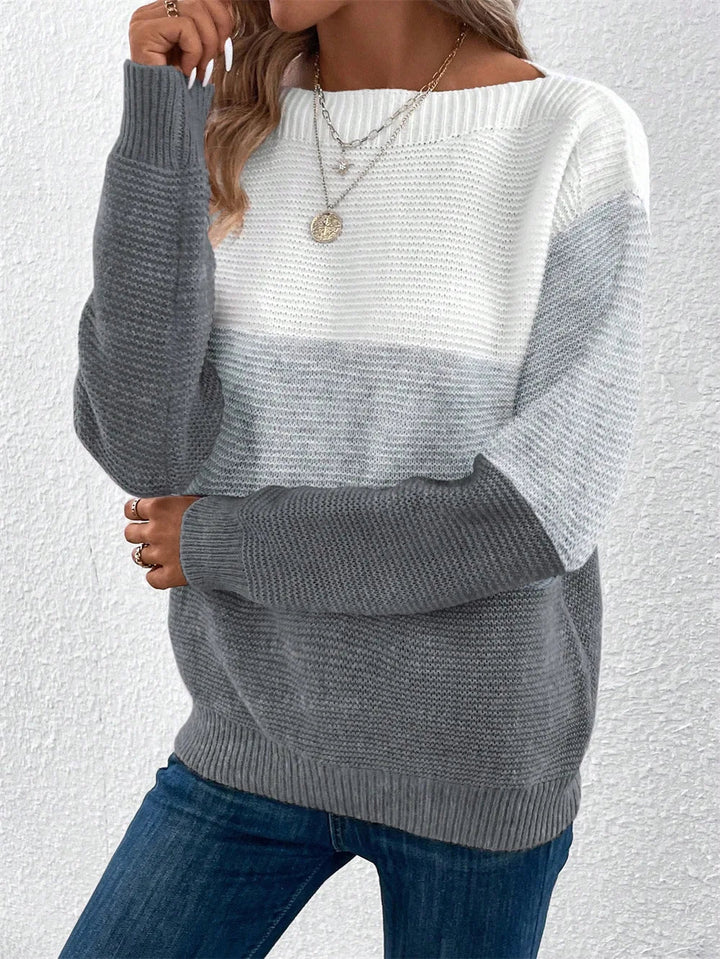 Women's Three-color Knitted Patchwork Sweater