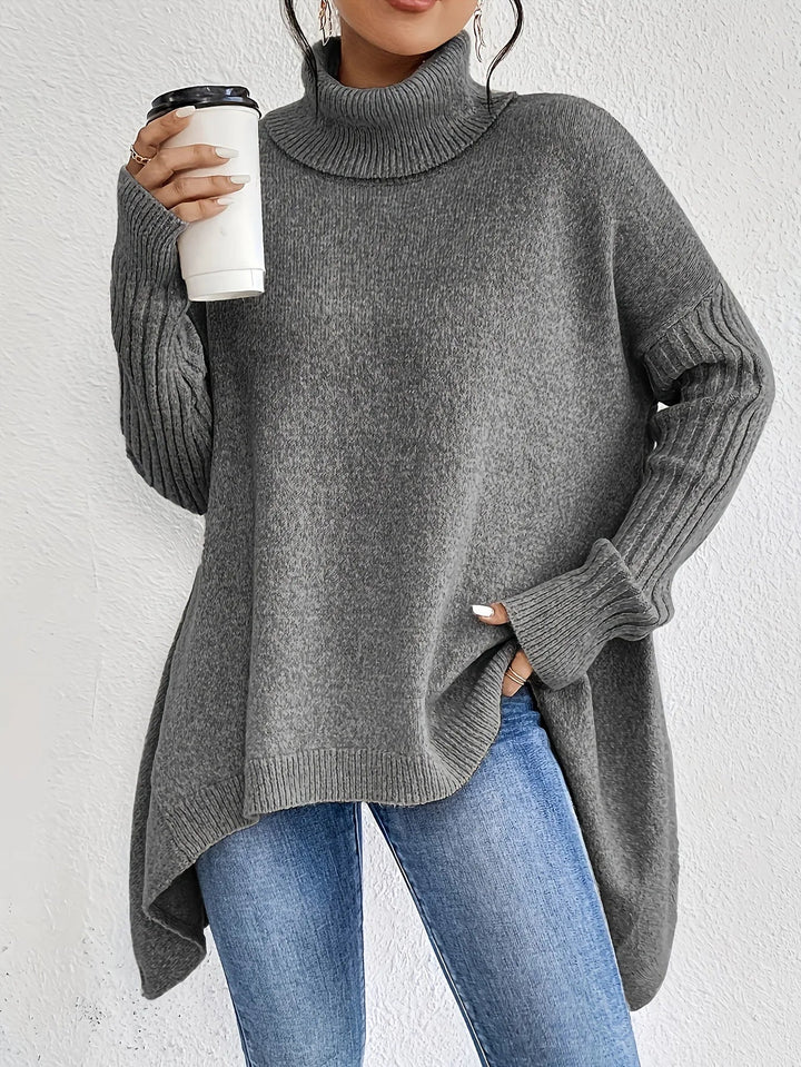 Cozy Oversized Cashmere Turtleneck Sweater for Women