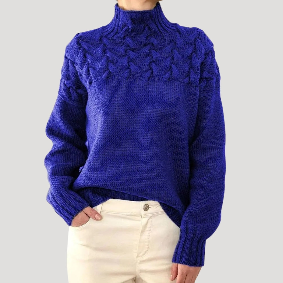 Cable Knit High Neck Sweater for Women — Spring Style
