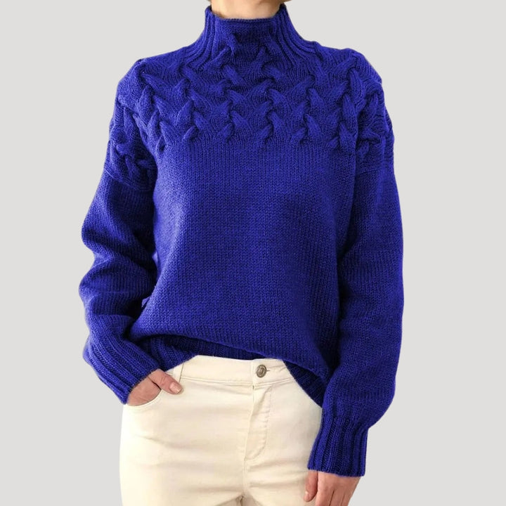 Cable Knit High Neck Sweater for Women — Spring Style