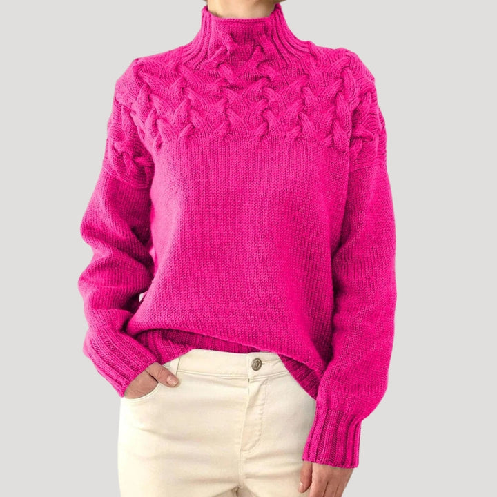 Cable Knit High Neck Sweater for Women — Spring Style