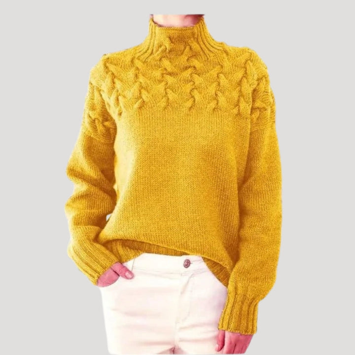 Cable Knit High Neck Sweater for Women — Spring Style
