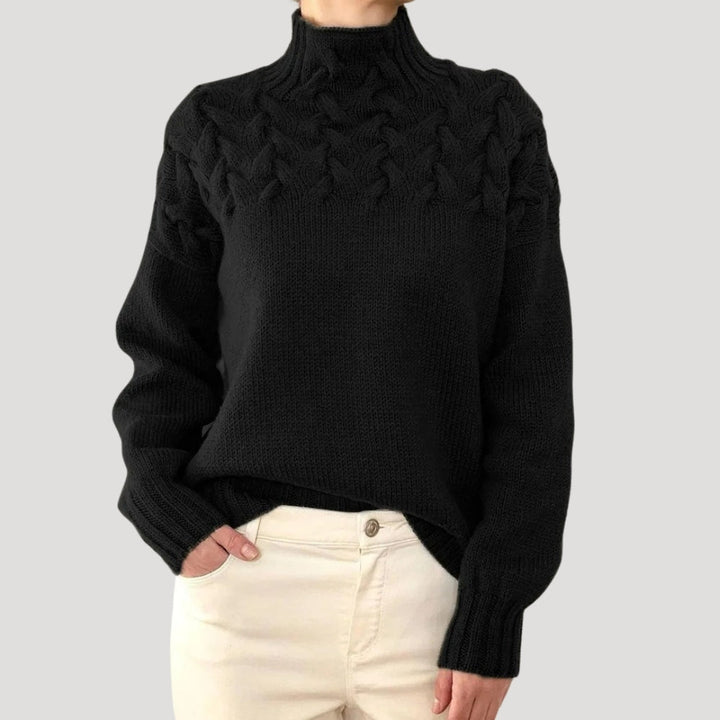 Cable Knit High Neck Sweater for Women — Spring Style