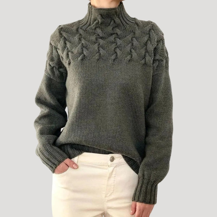 Cable Knit High Neck Sweater for Women — Spring Style