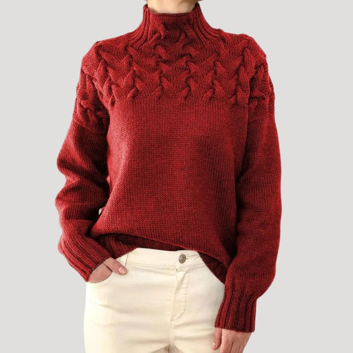 Cable Knit High Neck Sweater for Women — Spring Style