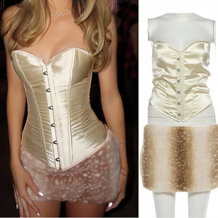 Sleeveless Backless body-shaping Crop Top Set