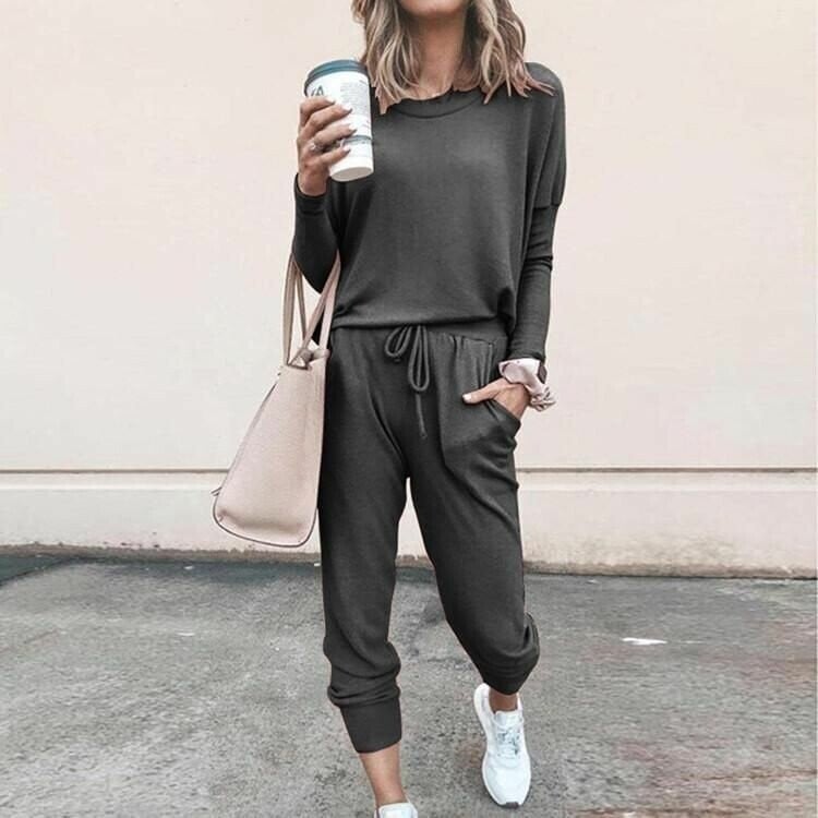 Women's Stylish Two-Piece Top and Trouser Coordinated Set