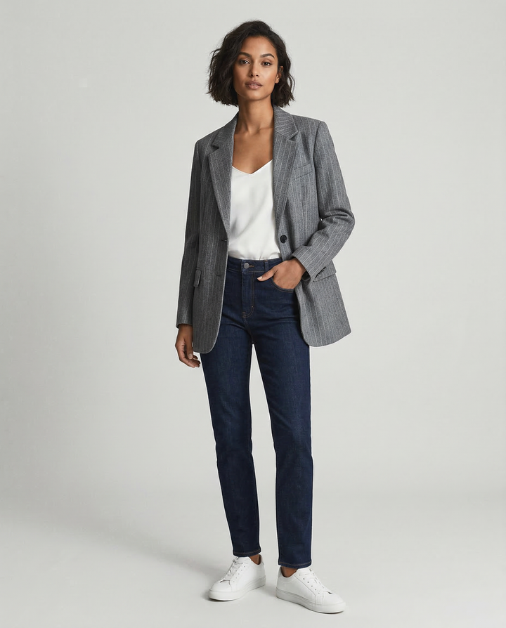 Striped Blazer – Chic Vintage Design with Pockets