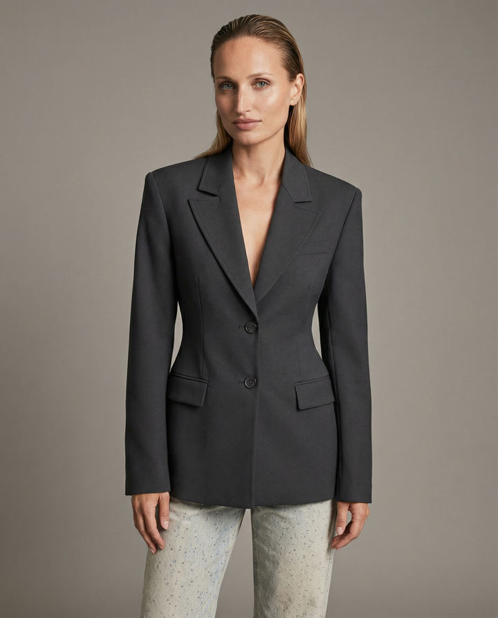 Chic Blazer Jacket – Elegant Notched Collar for Versatile Styling