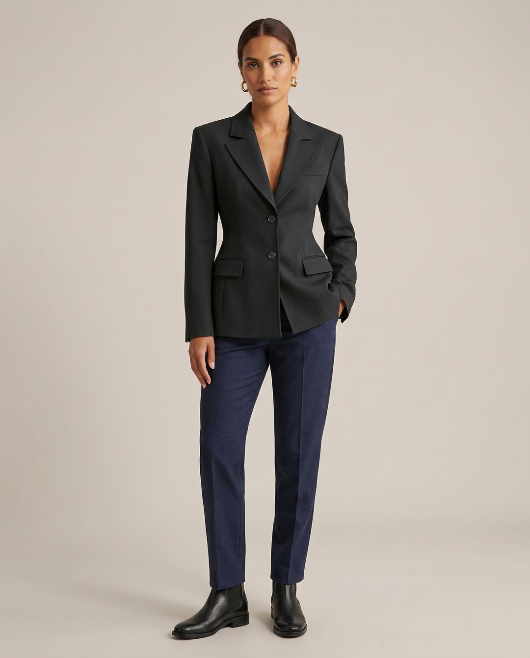 Chic Blazer Jacket – Elegant Notched Collar for Versatile Styling