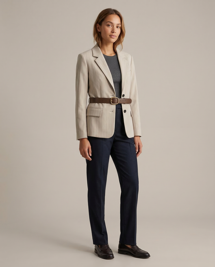 Suit Jacket – Stylish Loose Fit with Waist Belt