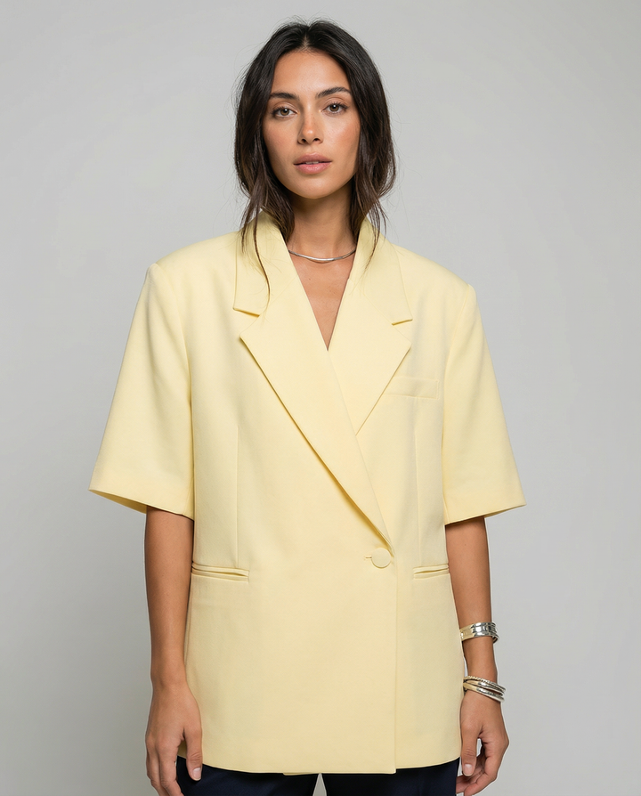 Oversize Blazer – Elegant Short Sleeve Summer Outerwear