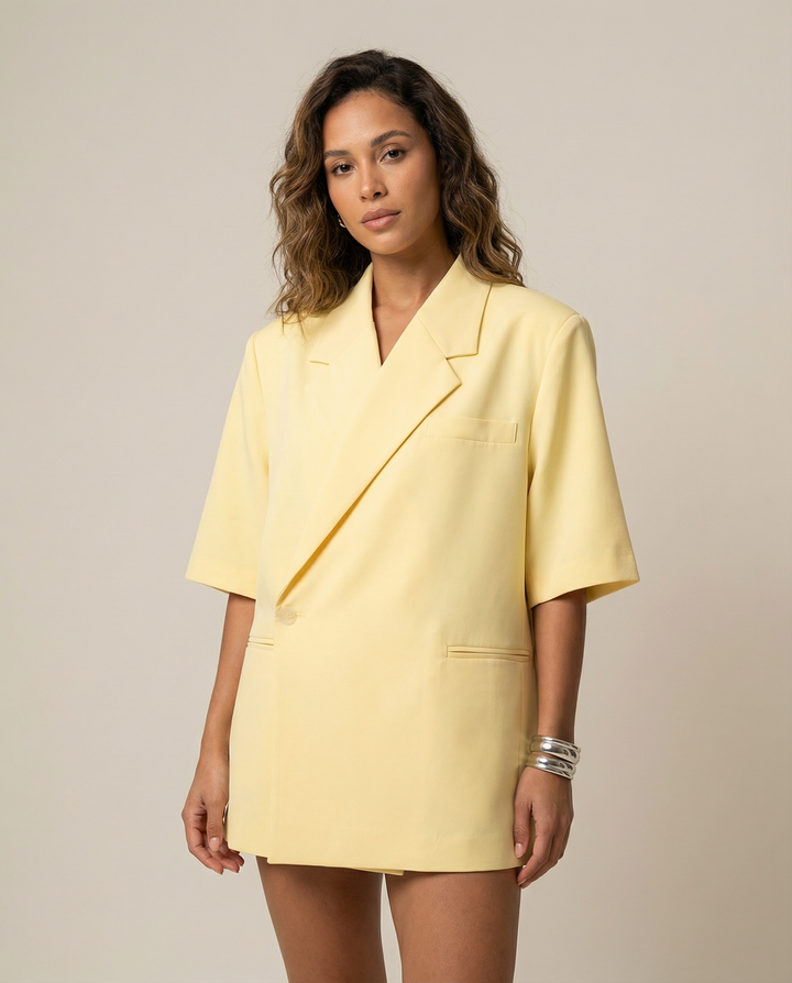 Oversize Blazer – Elegant Short Sleeve Summer Outerwear