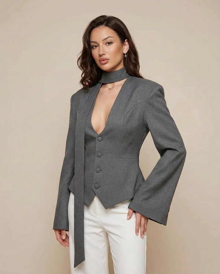 Blazer Jacket – V-Neck Casual Slim Fit for Autumn/Winter