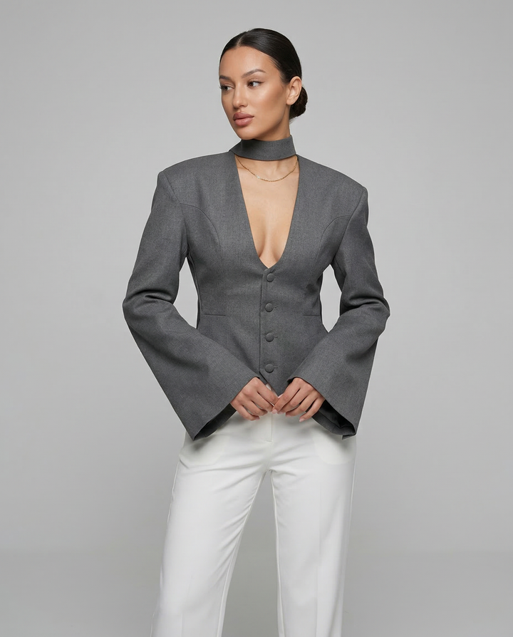 Blazer Jacket – V-Neck Casual Slim Fit for Autumn/Winter