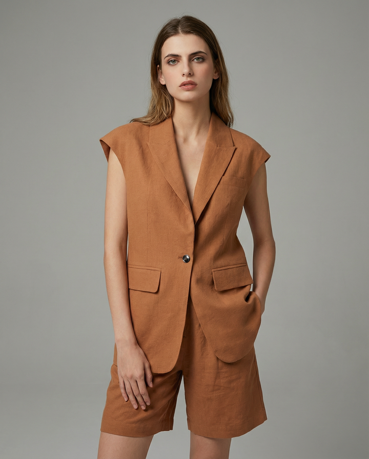 Women's Blazer Suit – Stylish Linen-Cotton Blend for Summer