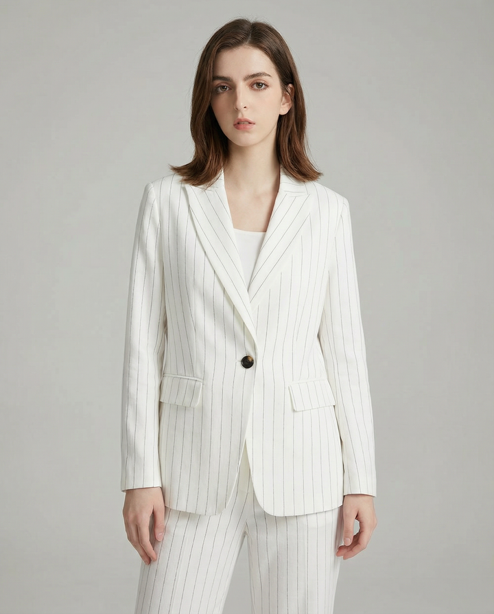 Linen Blazer Suit – Stylish Stripe Design for Chic Office Attire