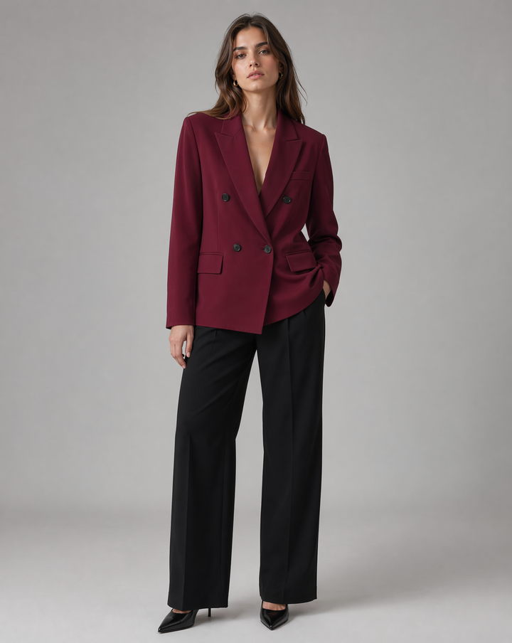 Burgundy Blazer – Tailored Oxblood Single-Button Jacket